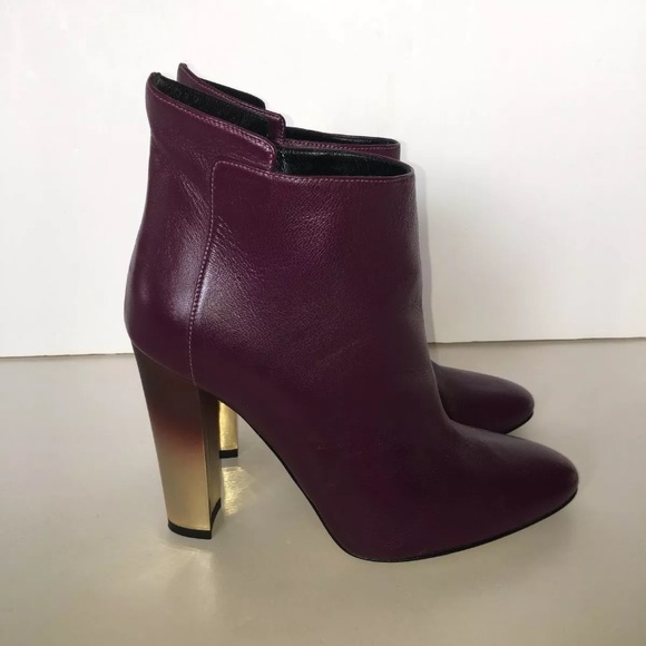 Oscar De La Renta Eggplant Booties Ombré Heel 37 - Picture 2 of 5
